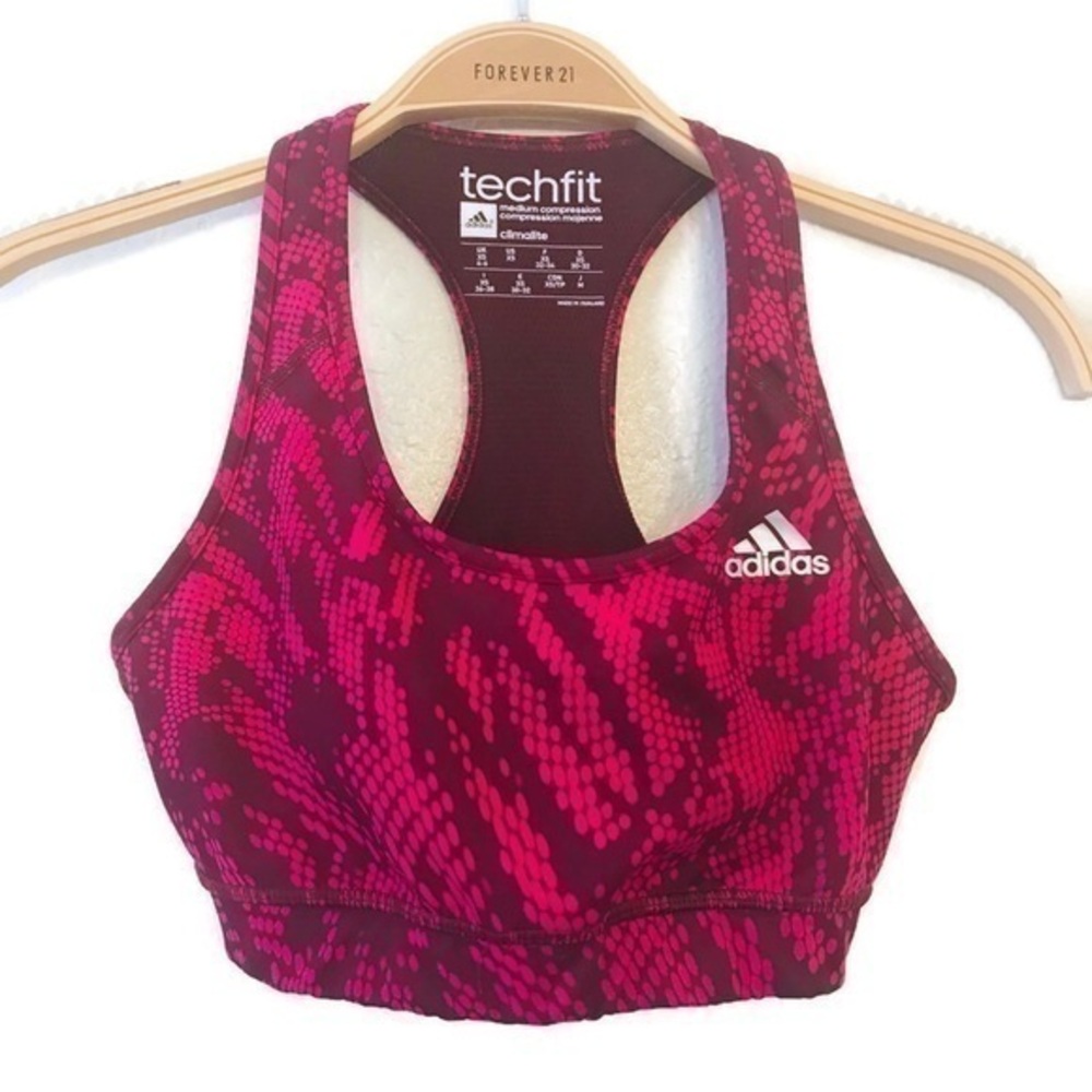 Adidas Tech Fit Pink Snakeskin Sports Bra x small